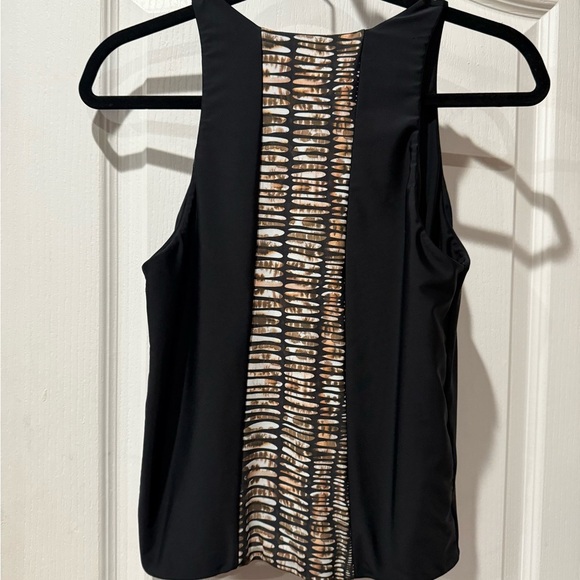 Issa de Mar Black and Brown Sleeveless  lycra zip up swim top - Picture 3 of 3